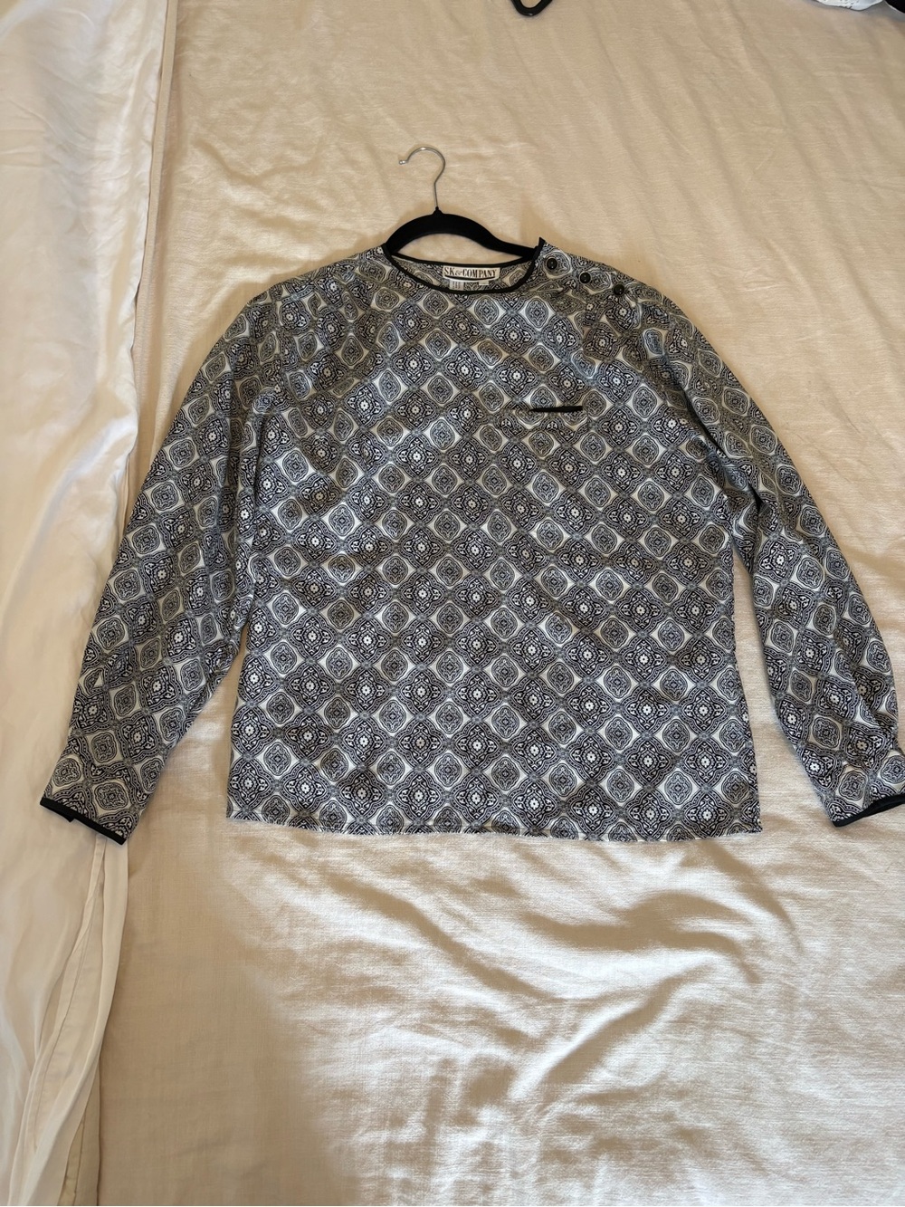 Sk & Company Vintage 80s/90s Casual Geometric Print Long-Sleeve Shirt